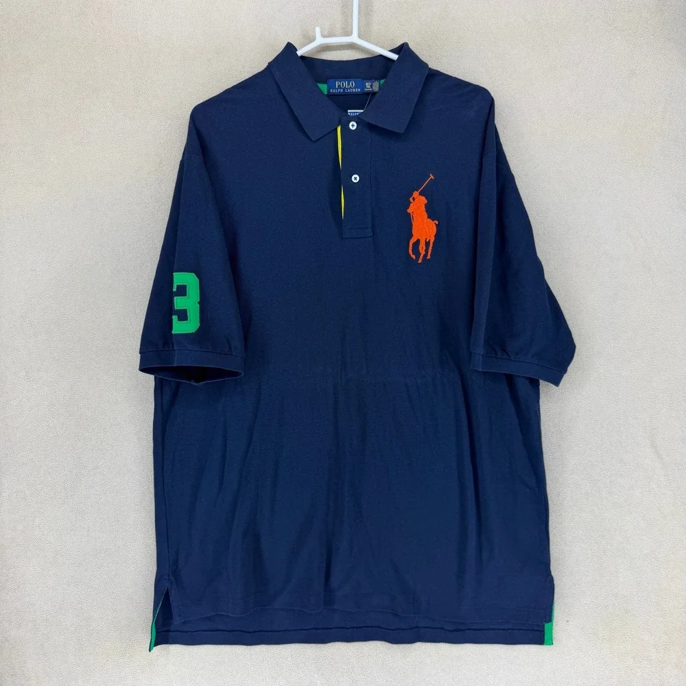Ralph Lauren‎ Polo Shirt Mens XLT Tall Navy Big Pony Logo Number 3